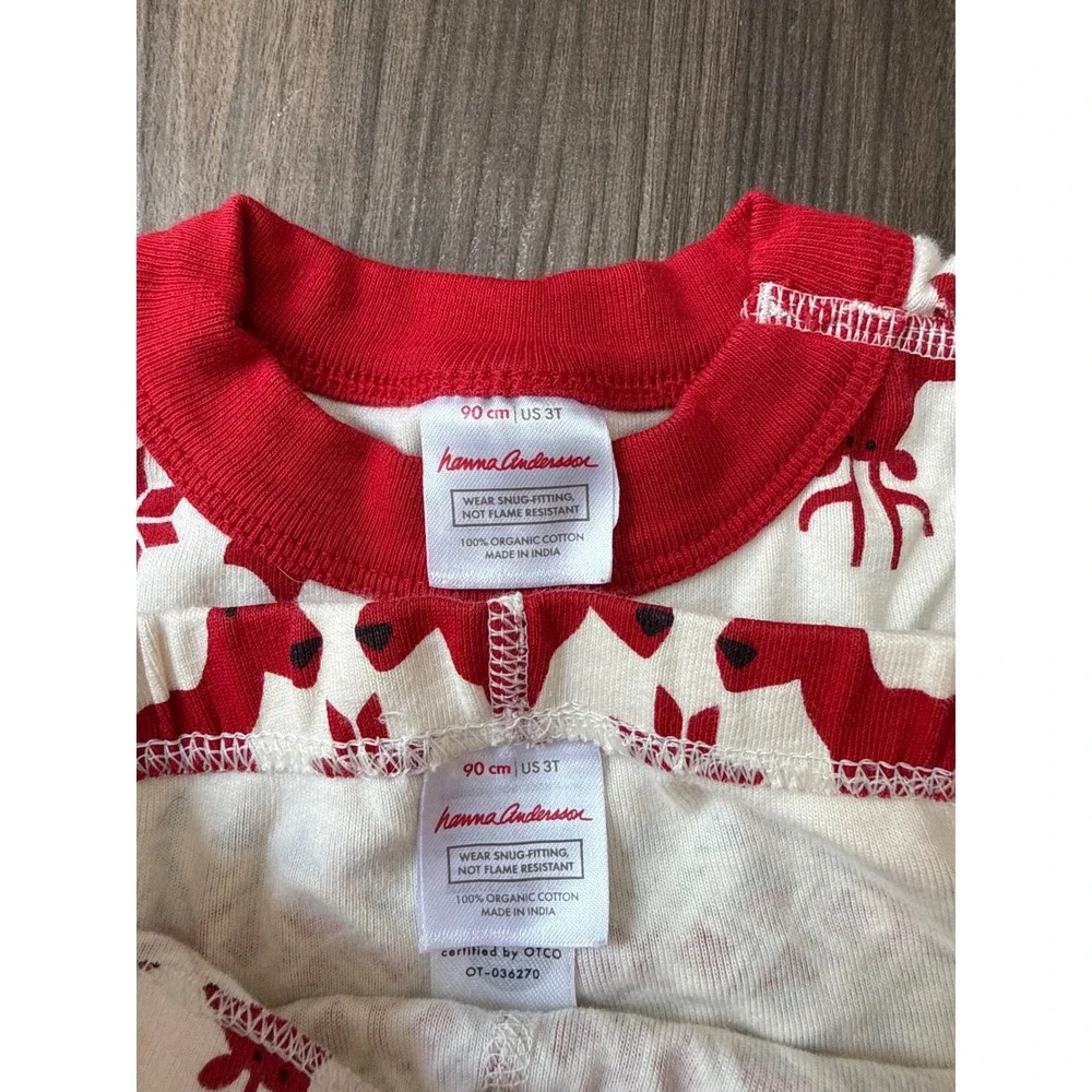 Hanna Andersson Pajamas Toddler 3T Red Dear Deer Fair Isle Organic Cotton Set